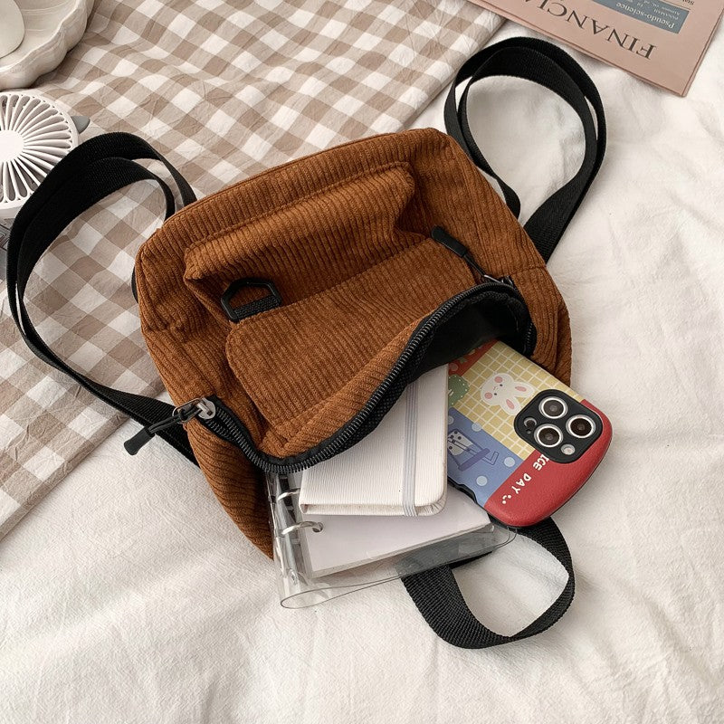 Trendy Corduroy Compact Backpack