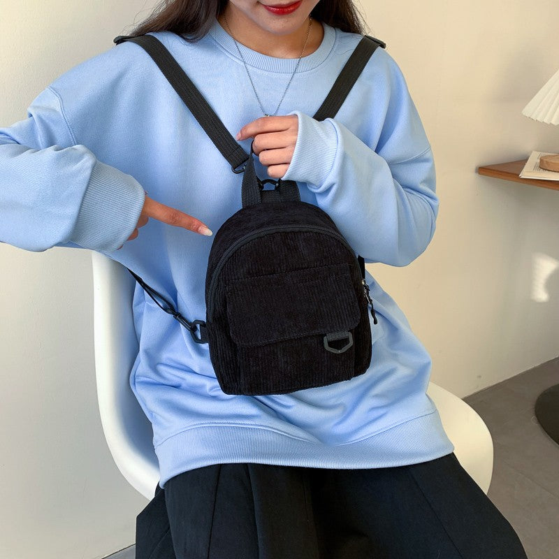 Trendy Corduroy Compact Backpack