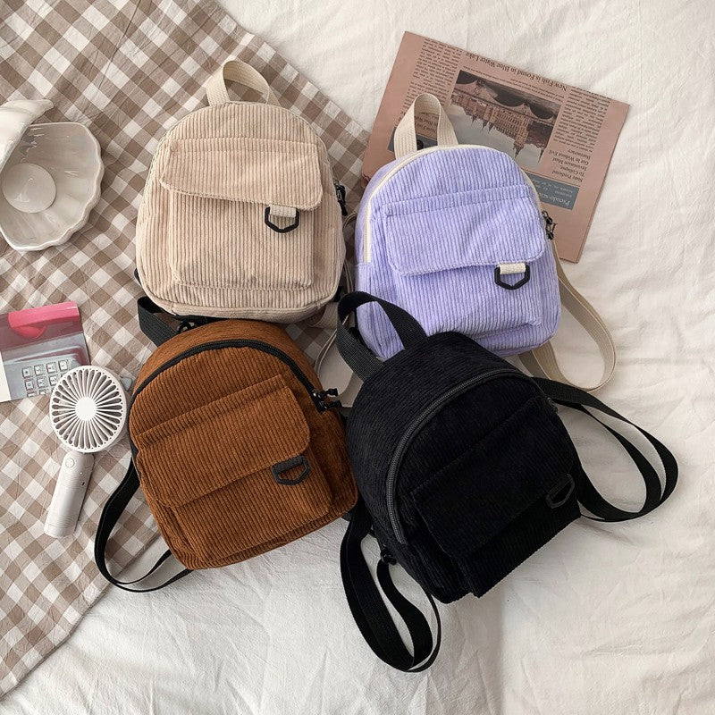 Trendy Corduroy Compact Backpack